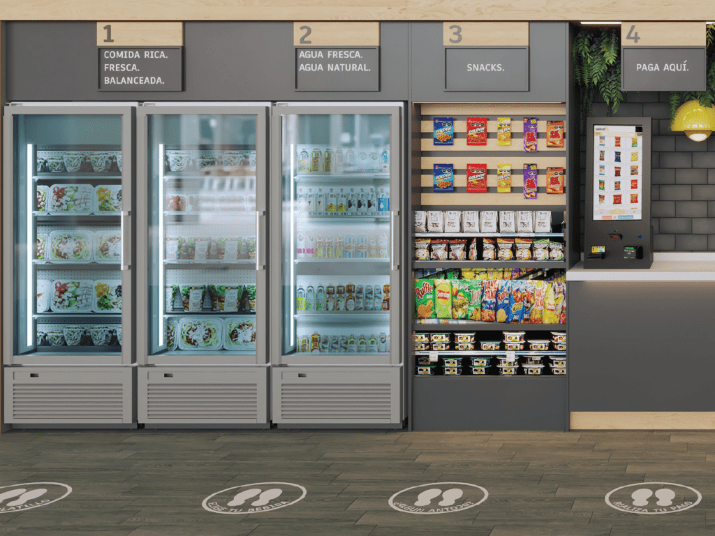 Espacio inteligente para selección de alimentos Self-checkout en alimentación corporativa Comidas para empresas e instituciones educativas Comedor Industrial Soluciones de comidas